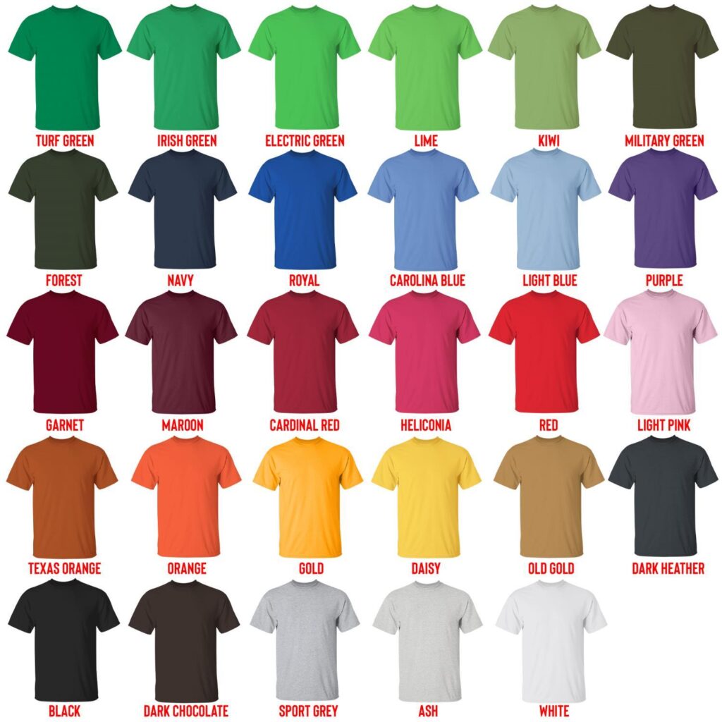 t shirt color chart - Dragon Ball Mall