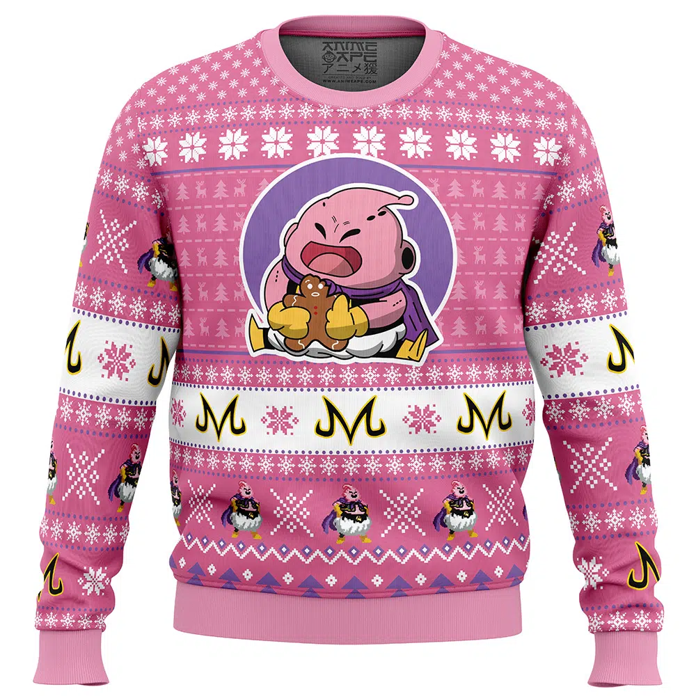 Majin-Buu-Dragon-Ball-Z_Ugly-Christmas-Sweater-FRONT-mockup Majin Buu Dragon Ball Z Ugly Christmas Sweater FRONT mockup - Dragon Ball Mall