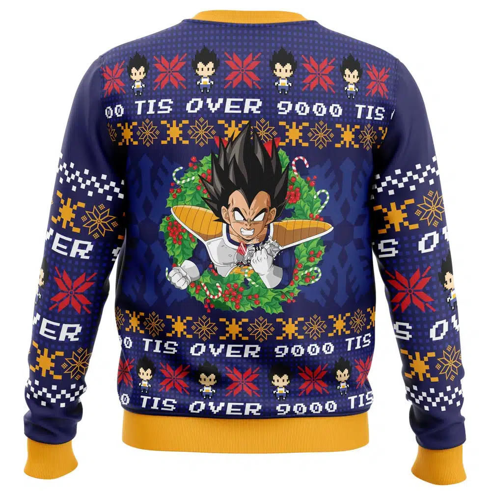 Tis-Over-9000-DBZ-PC_Ugly-Christmas-Sweater-back-mockup Tis Over 9000 DBZ PC Ugly Christmas Sweater back mockup - Dragon Ball Mall